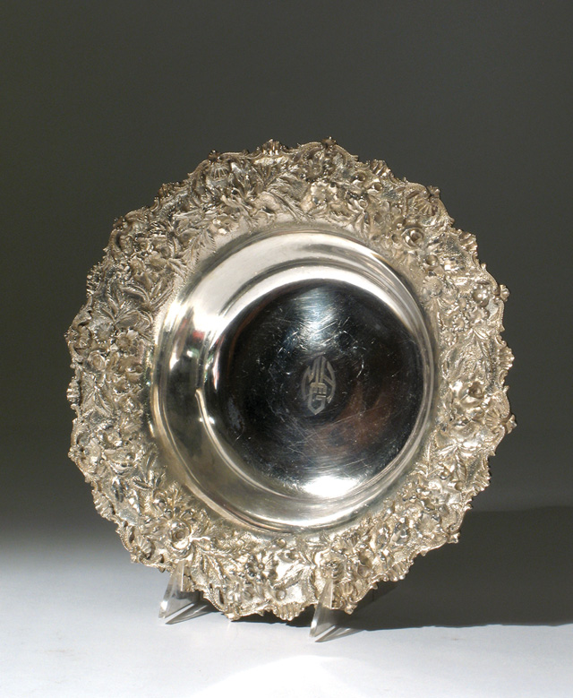 Appraisal: LARGE S KIRK STERLING SILVER SERVING BOWL repousse floral rim