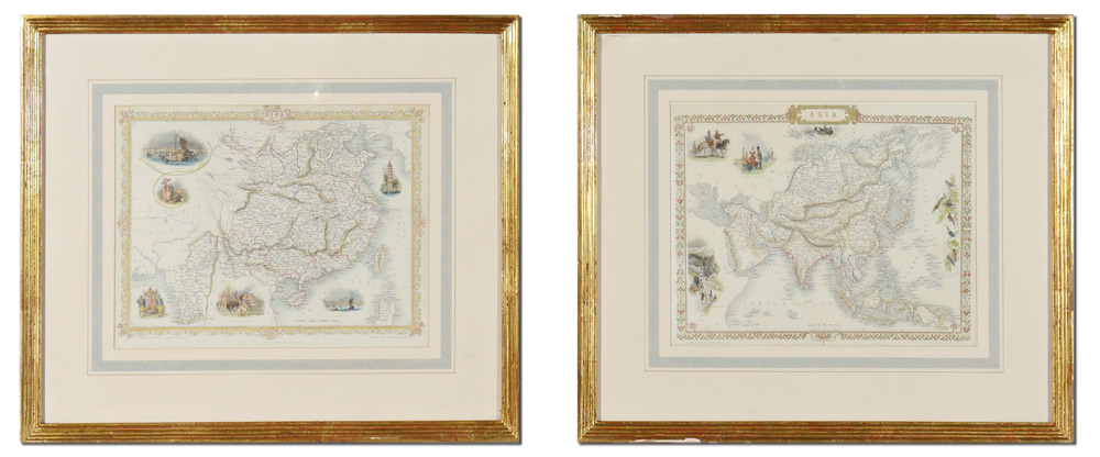 Appraisal: PIECE FRAMED MAPS OF ASIA CHINA BY RAPKIN To include