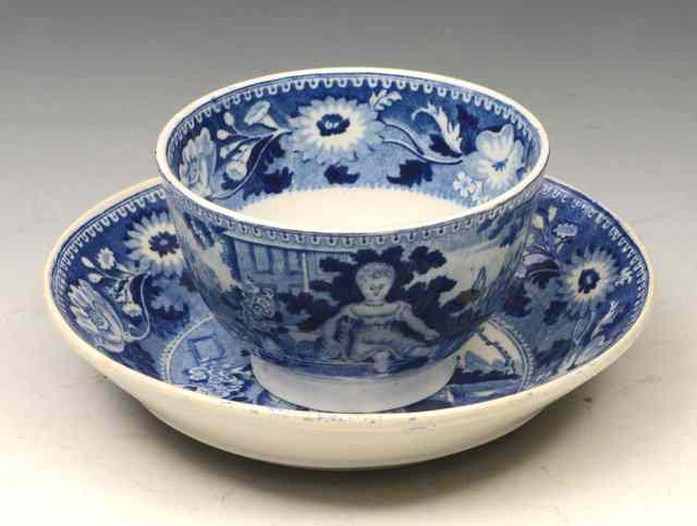 Appraisal: A TH CENTURY BLUE AND WHITE POTTERY TEA BOWL AND