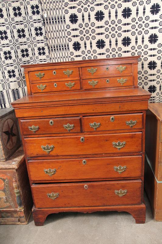 Appraisal: CHEST OF DRAWERS Pine with a four drawer gallery a