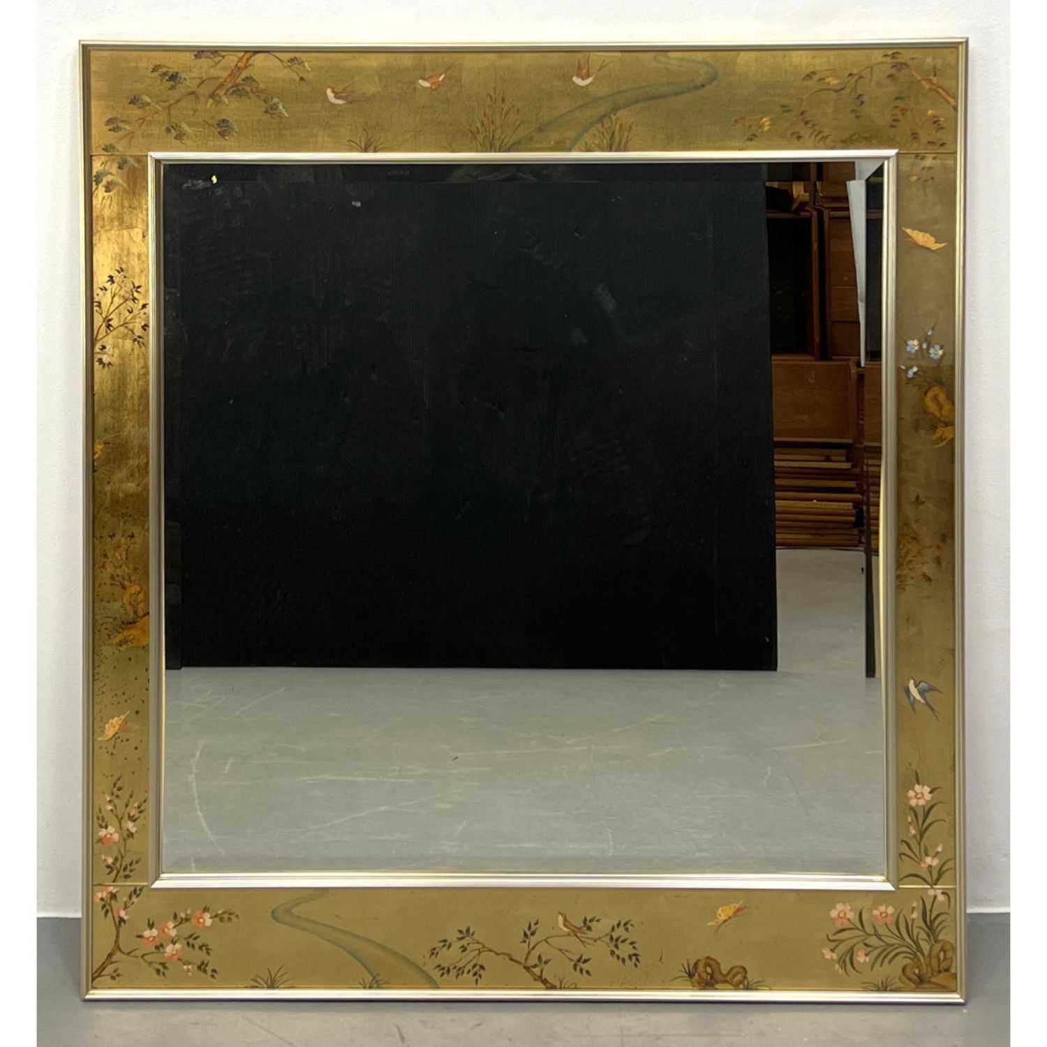 Appraisal: Asian Style gilt La Barge mirror signed with artist name