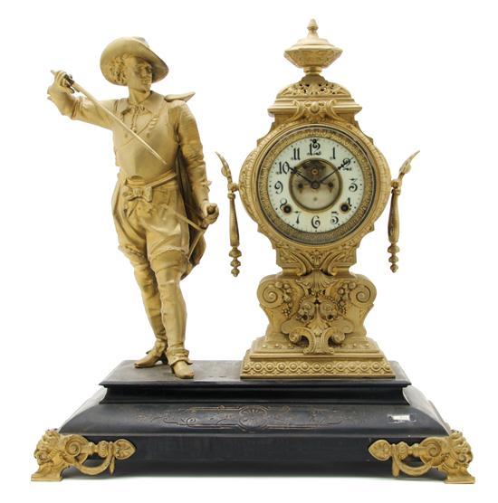 Appraisal: An American Gilt Metal Mantle Clock Ansonia modeled as a