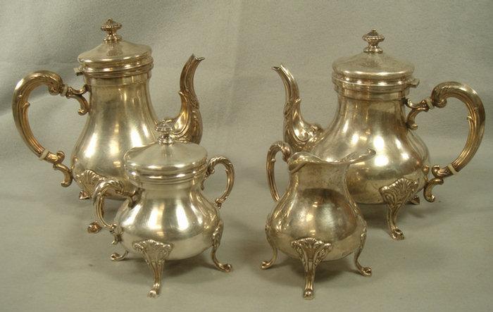 Appraisal: Peruvian sterling silver teaset pcs pots creamer sugar TO Estimate