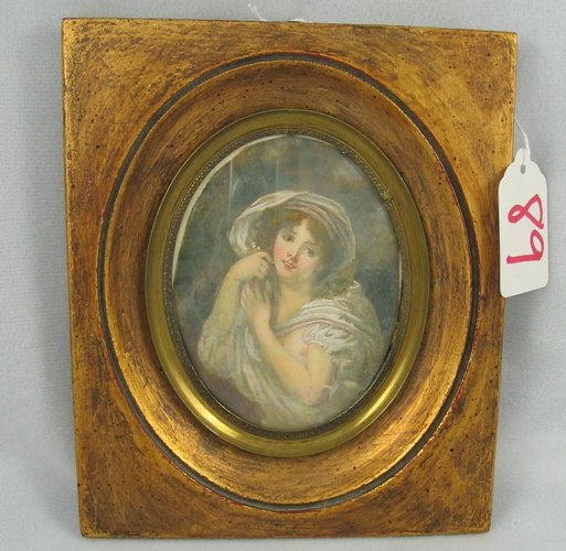 Appraisal: A MINIATURE OVAL PORTRAIT of a beautiful lady with bare