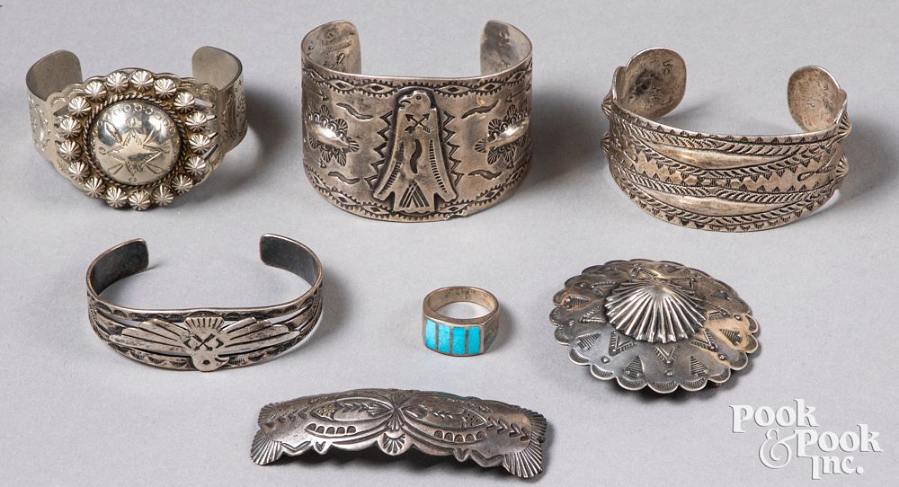 Appraisal: Group of Native American Indian silver jewelry Group of Native