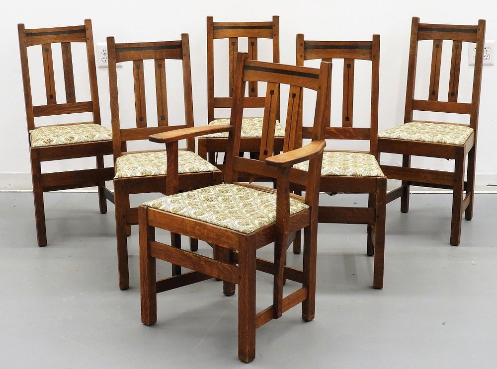 Appraisal: PC Limbert Ebon-Oak Mission Dining Chairs Michigan Circa Matching set