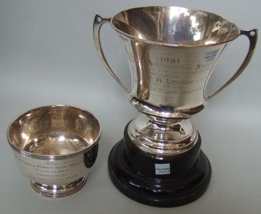 Appraisal: A silver twin handled trophy cup presentation inscribed Birmingham with