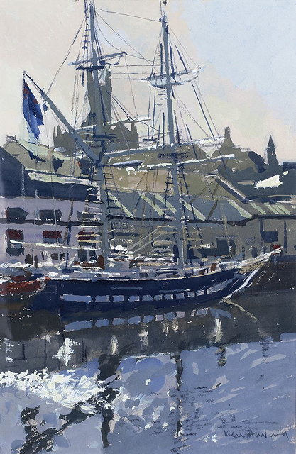 Appraisal: Ken Howard British b Tall Ship Penzancesigned in pencil lower