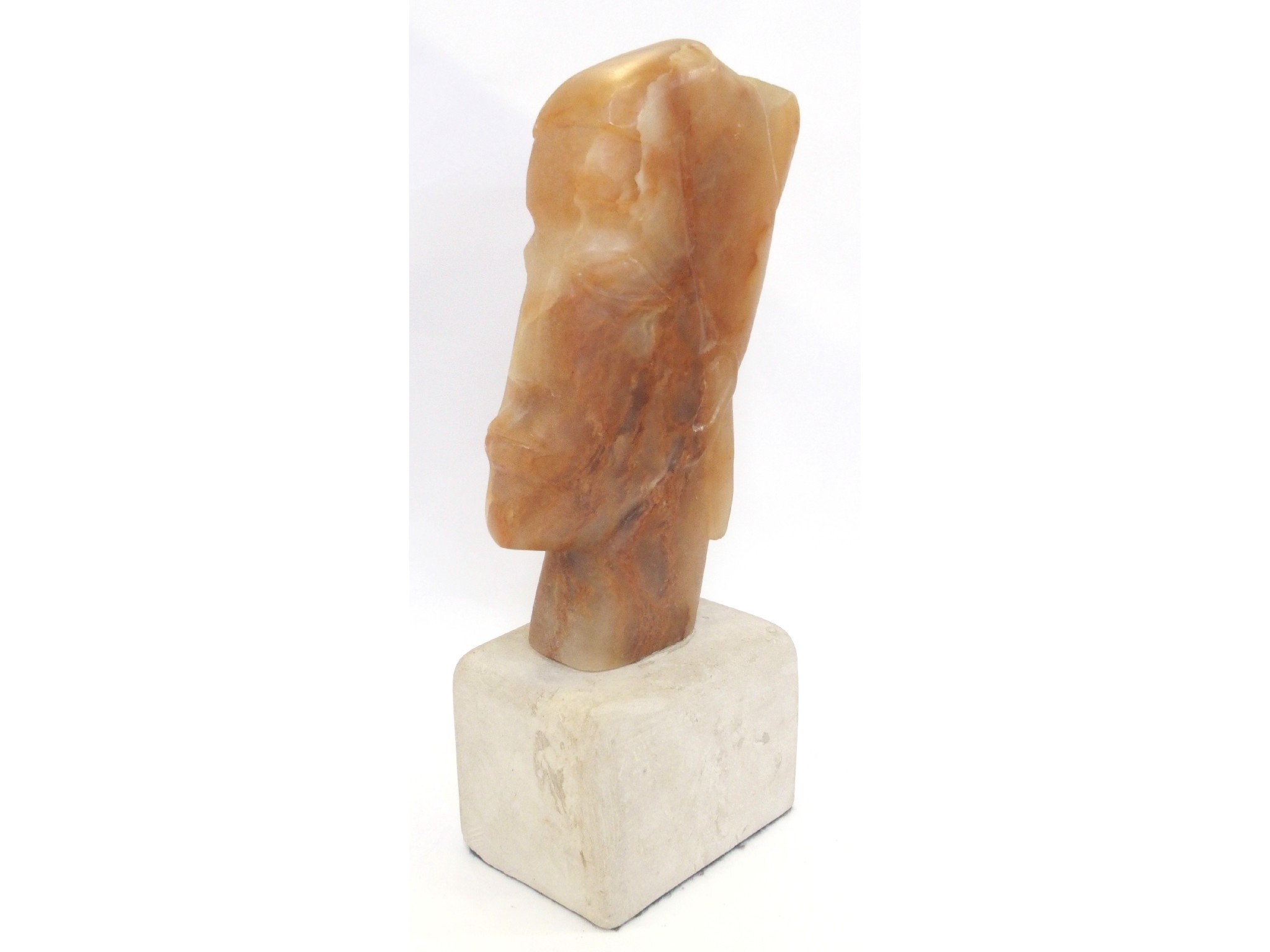 Appraisal: Carved hardstone sculpture of a head in profile