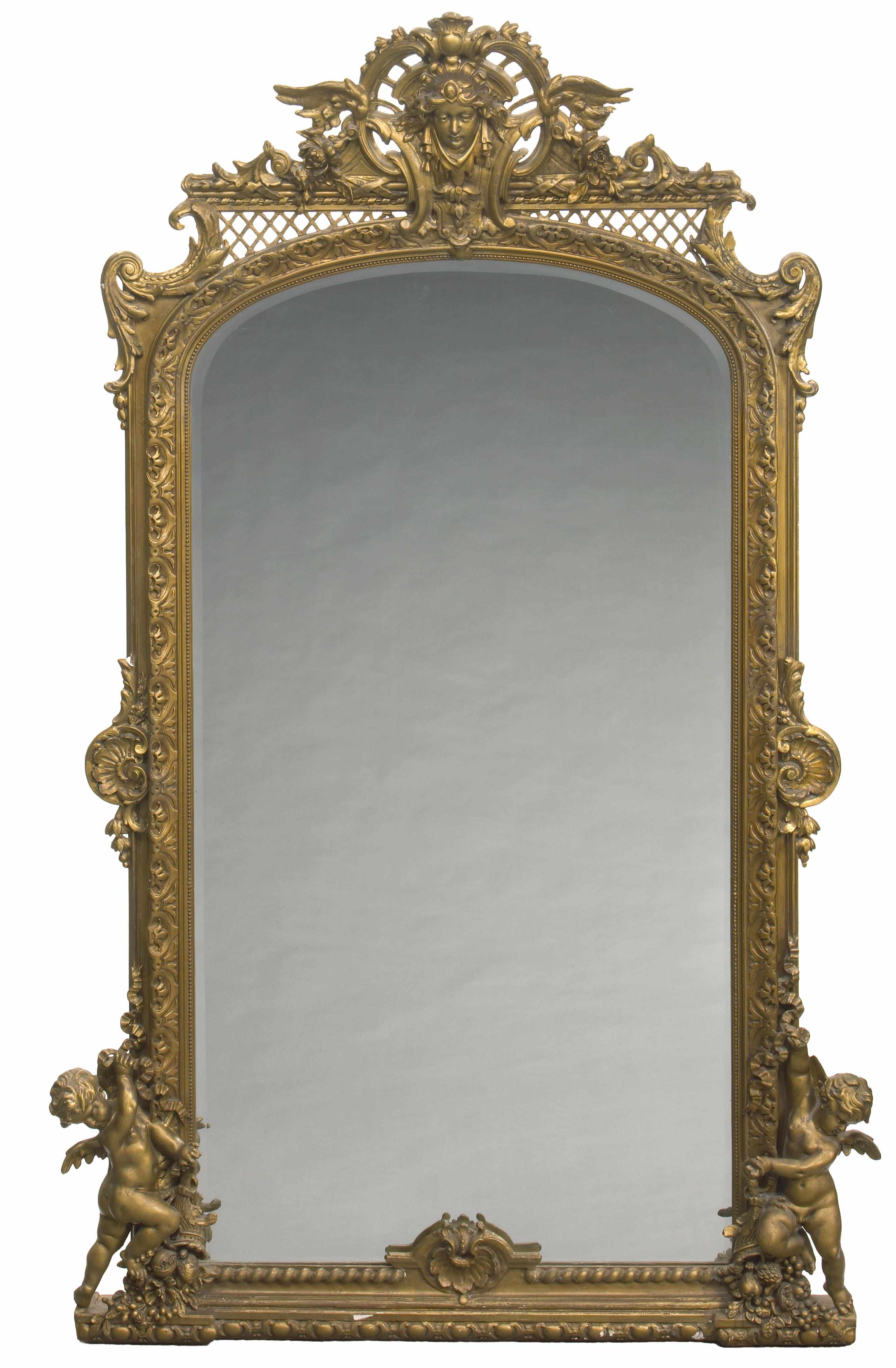 Appraisal: An imposing Louis XVI style carved giltwood and gesso mirror