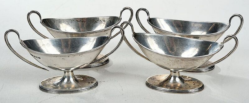 Appraisal: Set of Four English Silver Open Salts London and urn