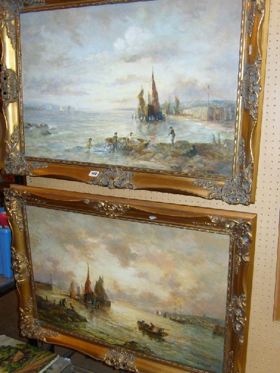 Appraisal: A pair of oil paintings on board in a th