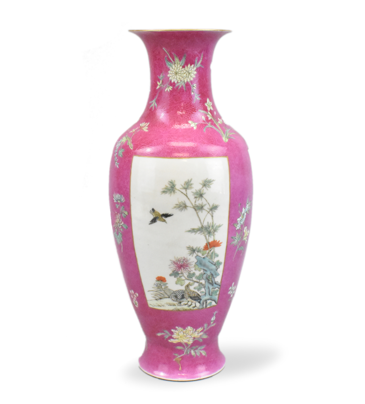 Appraisal: Chinese Republic Period painted sides with floral and birds within