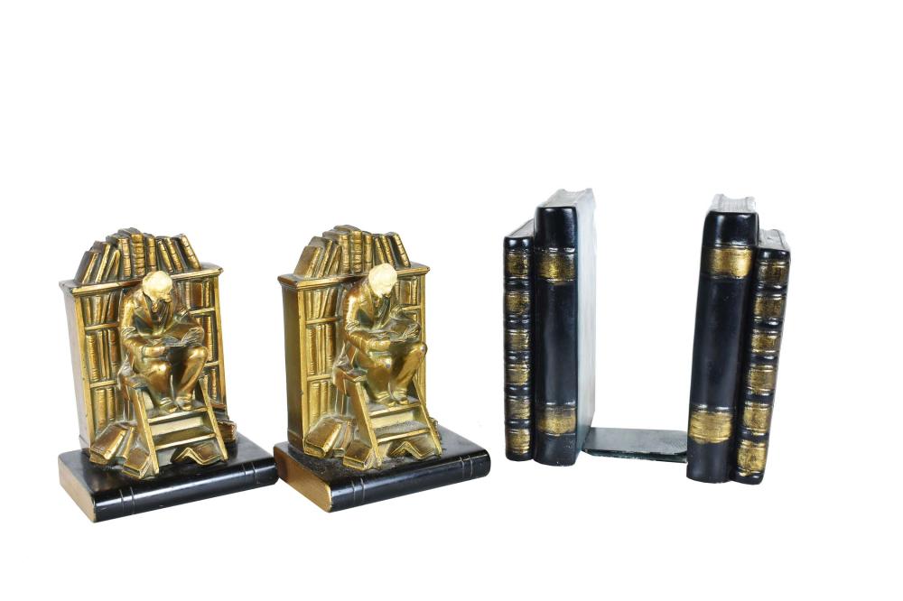 Appraisal: TWO PAIRS OF LIBRARY BOOKENDS th Century The first bronze