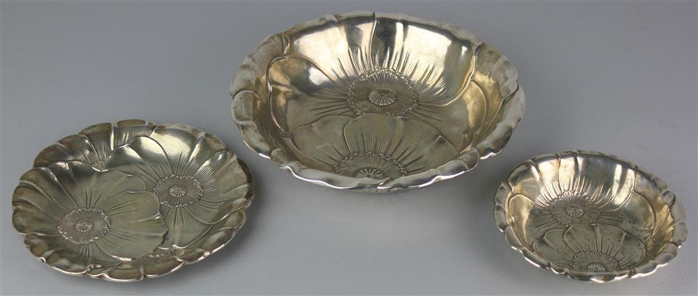 Appraisal: SET OF THREE WALLACE SILVER DISHES mid th Century no