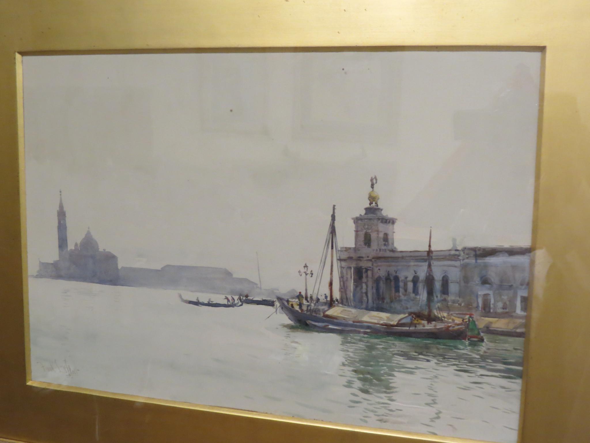 Appraisal: Frank - watercolour Venetian canal with boating indistinctly signed x