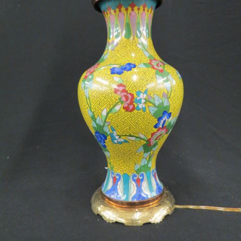 Appraisal: Chinese Cloisonne Lamp floral on yellow body