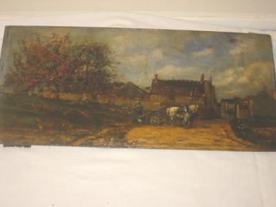 Appraisal: EMILE NORMEND S MARCEL Village Scene with Ploughing Team in