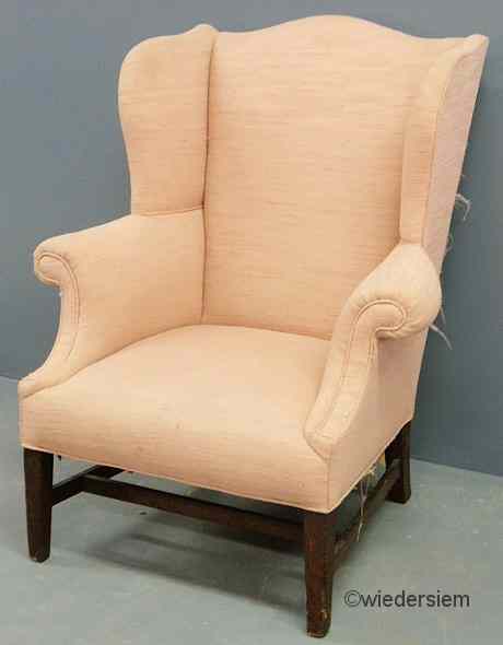 Appraisal: Chippendale mahogany wing chair with square tapered legs ''h x