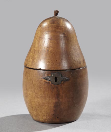 Appraisal: Edwardian Pear-Form Fruitwood Tea Caddy first quarter th century in