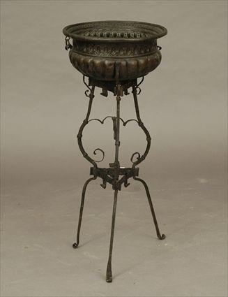 Appraisal: Baroque Copper Cistern on Later Stand