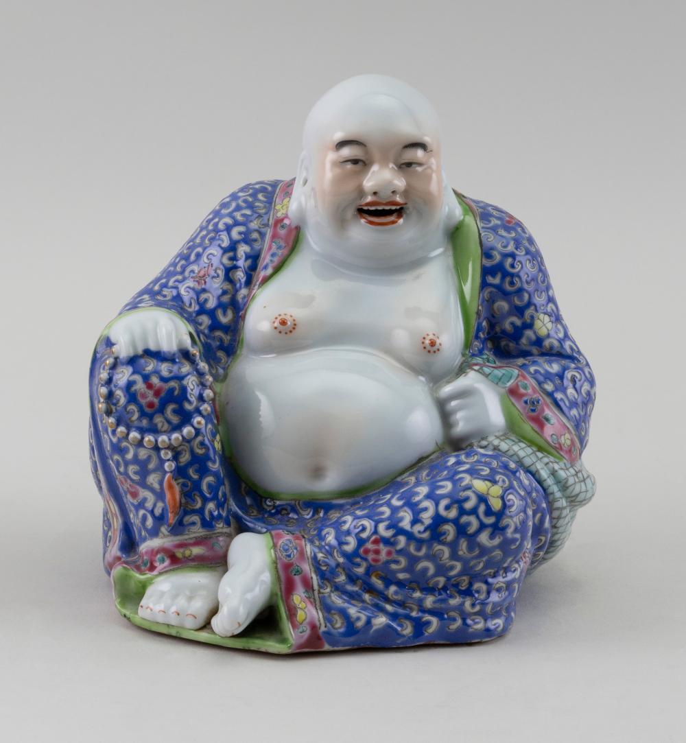 Appraisal: CHINESE FAMILLE ROSE PORCELAIN FIGURE OF A SEATED LAUGHING BUDDHA