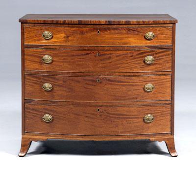 Appraisal: American Federal mahogany chest figured mahogany veneers bow front with