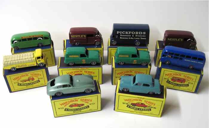 Appraisal: TEN MATCHBOX TOY VEHICLES IN MOKO LENSEY BOXES including No's