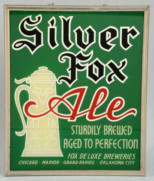 Appraisal: Silver Fox Ale Painted Reverse Glass Hanging Sign Nice condition