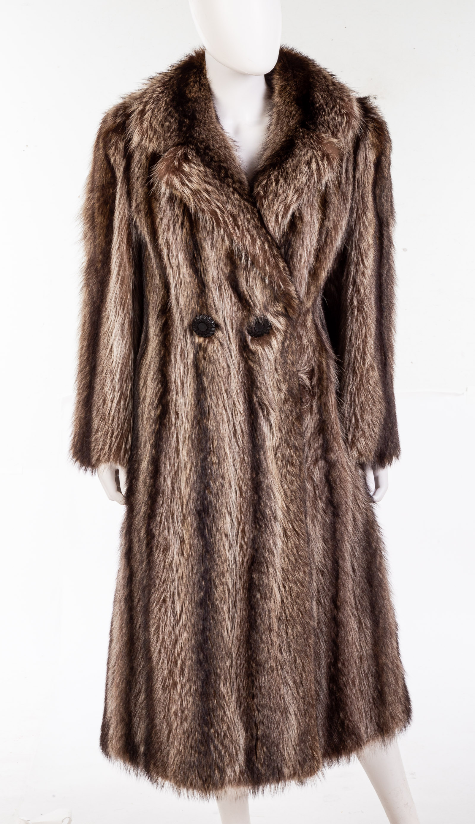 Appraisal: VINTAGE RACCOON FUR COAT By Leonard Furs shoulders are in