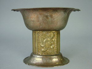 Appraisal: A silvered and brass Michael Powolny style comport circa hammered