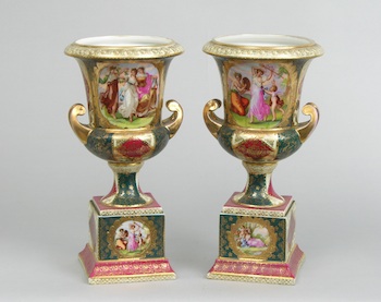 Appraisal: A Pair of Royal Vienna Urns A Pair of Royal