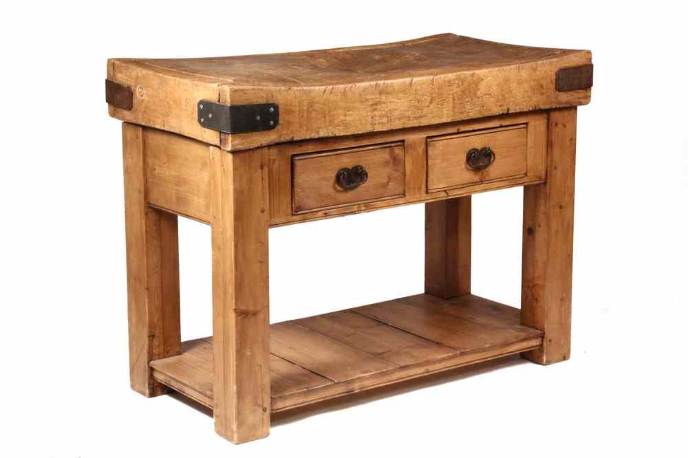 Appraisal: BUTCHER'S WORK TABLE - Exceptional Butcher Block Top with generations