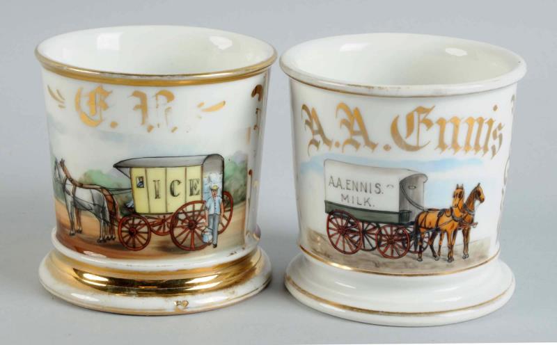 Appraisal: Lot Of Shaving Mugs - Ice Milk Wagons Lot includes