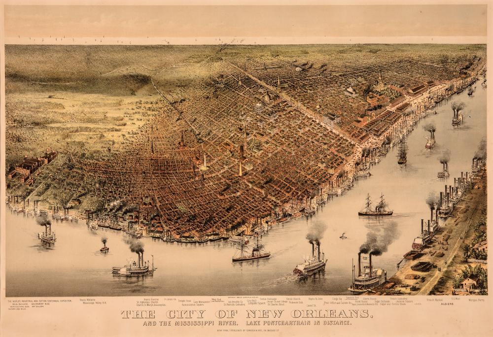 Appraisal: Rare Bird's-Eye View of New Orleans Currier Ives Publishers The