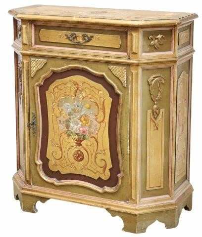 Appraisal: Italian Venetian paint decorated cabinet th c shaped top over