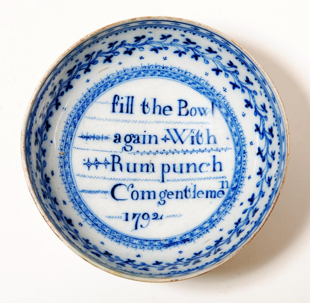 Appraisal: A DOCUMENTARY PEARLWARE PUNCH BOWL late th century of plain