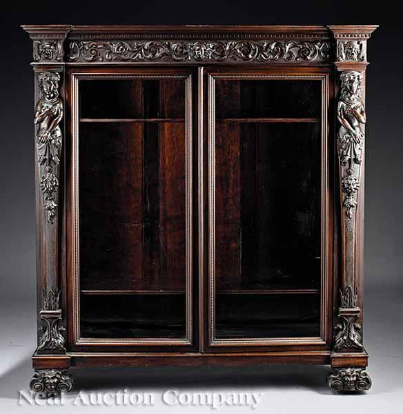 Appraisal: An American Carved Mahogany Biblioth que in the Renaissance Taste