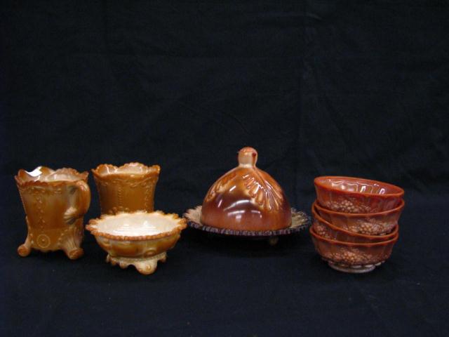 Appraisal: Lot of Greentown Glass chocolate slag covered butter creamer sugar