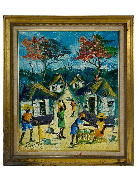 Appraisal: Artist Unknown Haitian Village Scene Tropical Artist Unknown Haitian Village