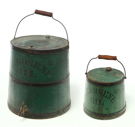 Appraisal: TWO KEROSENE OIL BUCKETS American nd half- th century Wooden