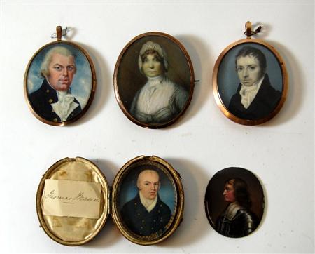 Appraisal: A group of th century oval portrait miniatures comprising a