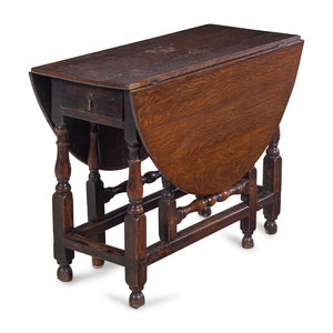 Appraisal: A William and Mary Style Oak Gate-Leg Table th Century