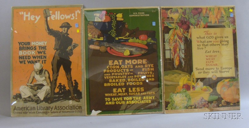 Appraisal: Five WWI Era Lithograph Posters Sheridan Hey Fellows American Library