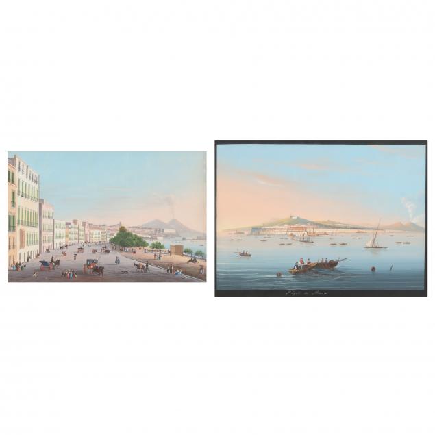 Appraisal: NEOPOLITAN SCHOOL CIRCA TWO VIEWS OF NAPOLI Both a gouache