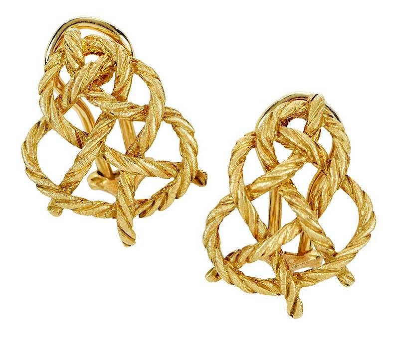 Appraisal: Bucellatti kt Gold Earrings twisted rope knot design hand inscribed