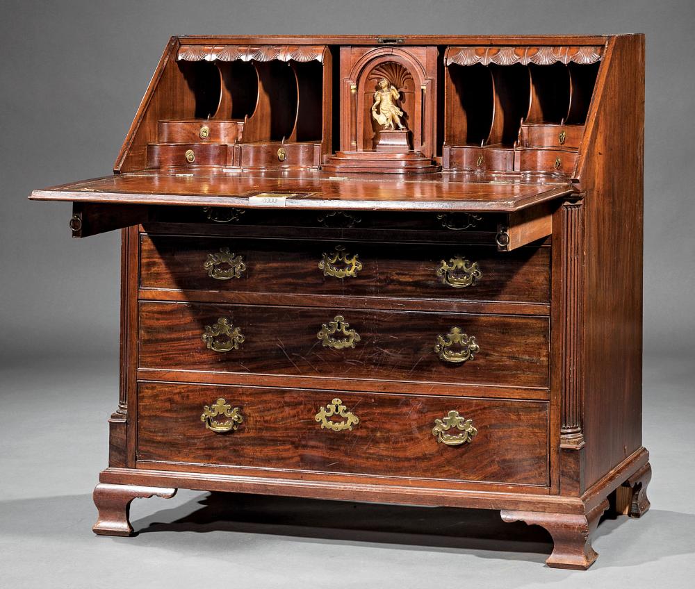 Appraisal: George III Inlaid Mahogany Secretary late th c fall front