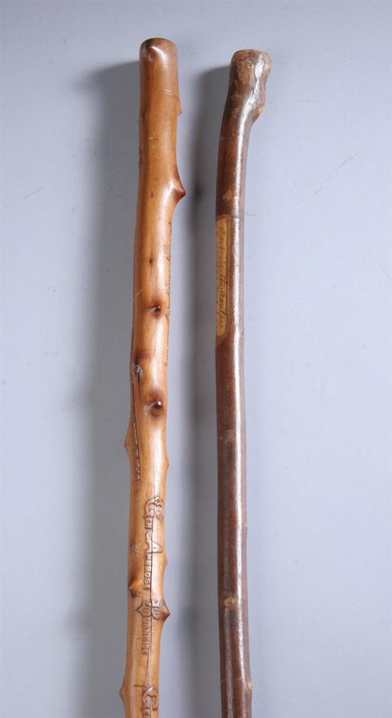 Appraisal: TWO CIVIL WAR CANES One marked Cut in the center