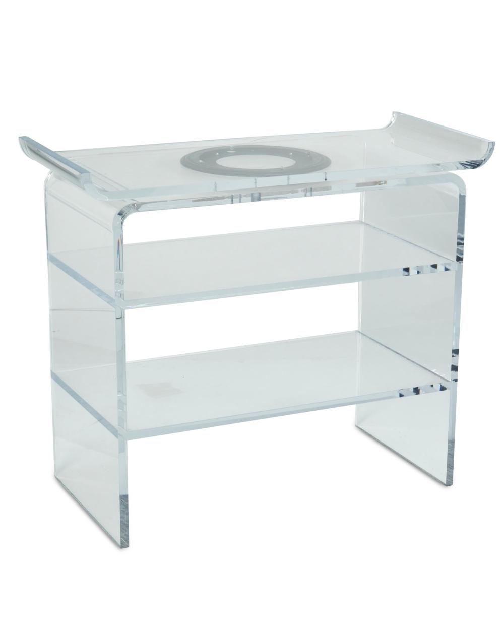 Appraisal: A contemporary Lucite etagere th st century With two shelves