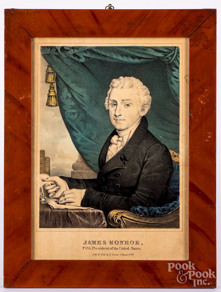 Appraisal: N Currier color lithograph of James Monroe Exclusive on Bidsquare